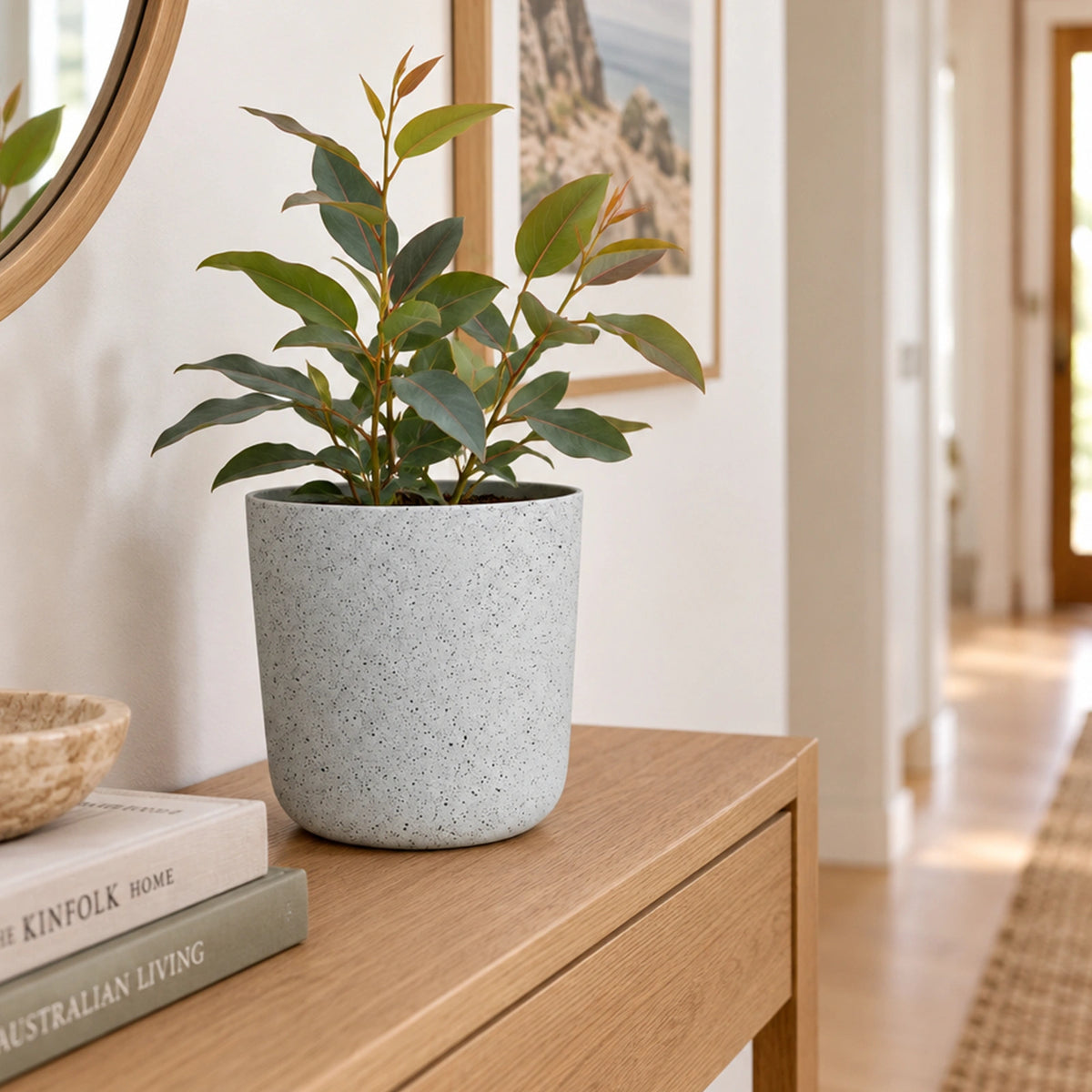 Moda 22cm White Stonelite Sphere Planter