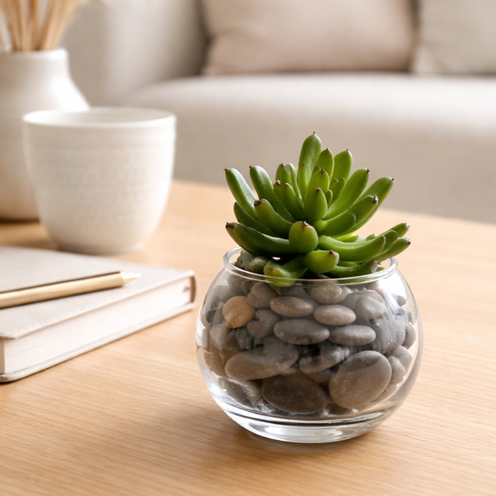 Moda 10cm Glass Bowl Planter, small round glass bowl pot for succulents and small indoor plants