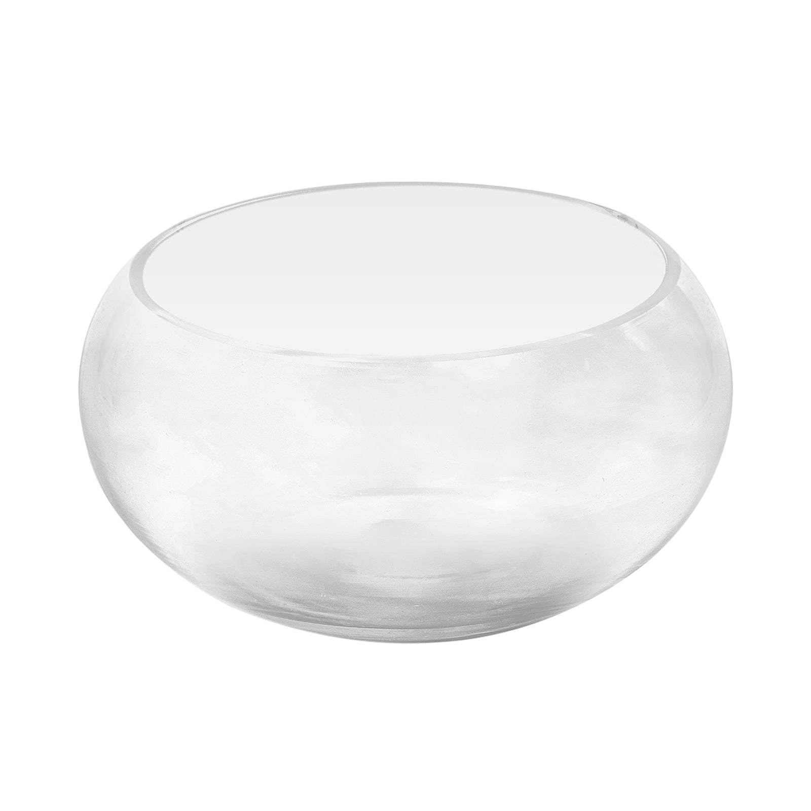 Moda 18cm Low Glass Bowl Planter, wide low-profile round glass bowl pot for succulents and indoor plants
