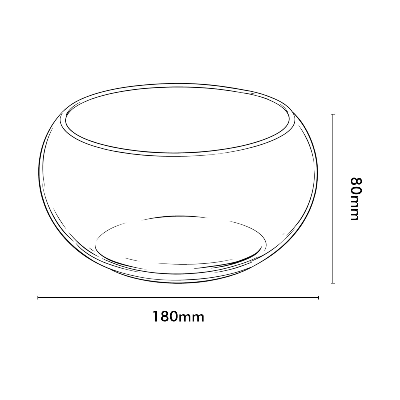 Moda 18cm Low Glass Bowl Planter, wide low-profile round glass bowl pot for succulents and indoor plants