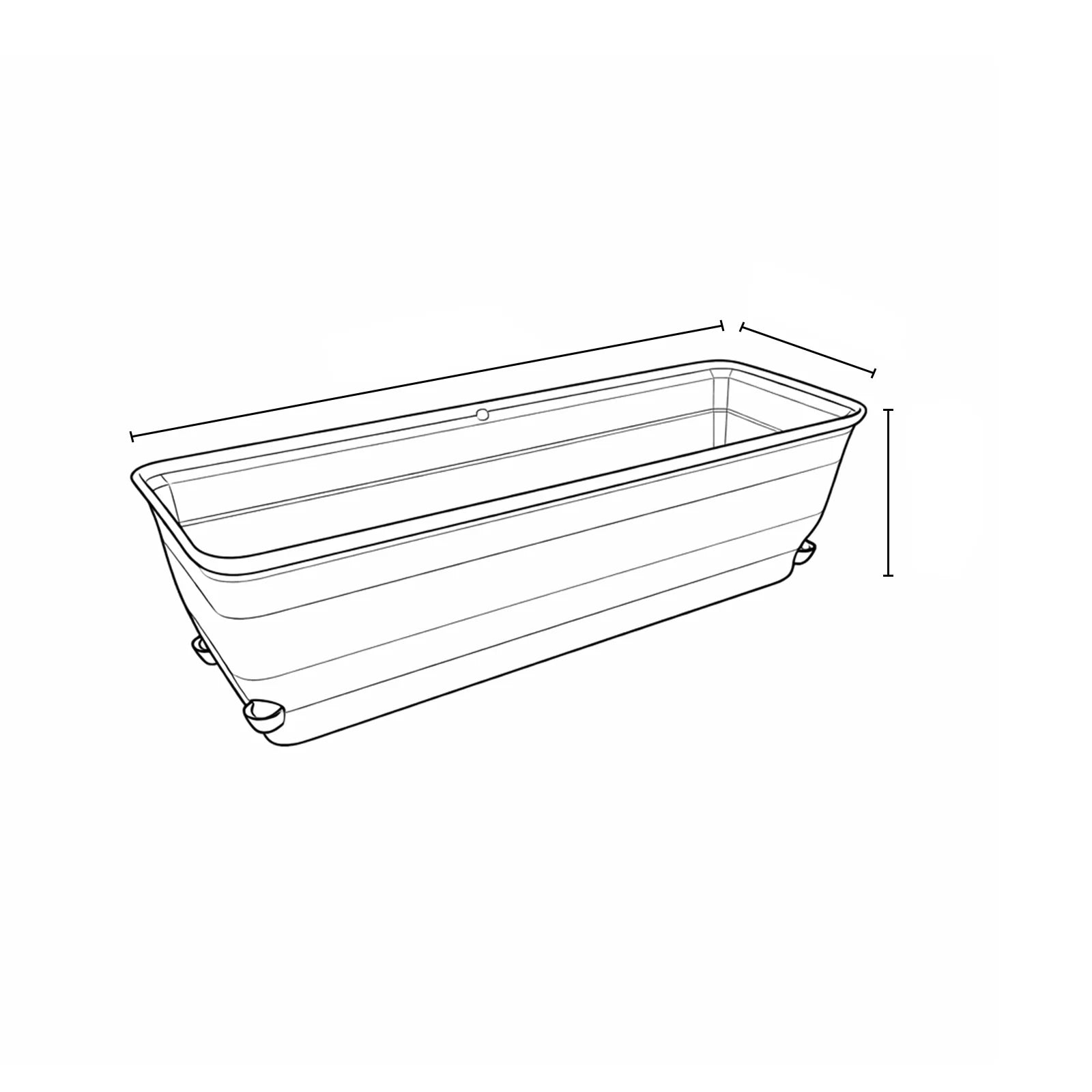 Moda 60cm Charcoal Self Watering Roman Trough Planter, large charcoal classic-style rectangular trough with water reservoir