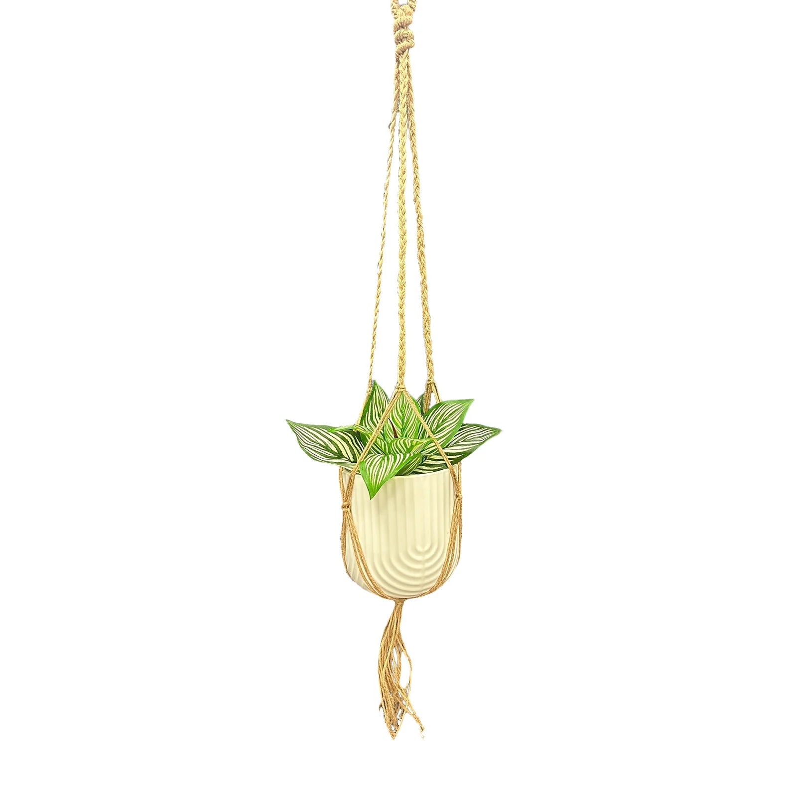 Moda 100cm Classic Jute Macrame Plant Hanger, natural jute rope hanging pot holder for indoor plants