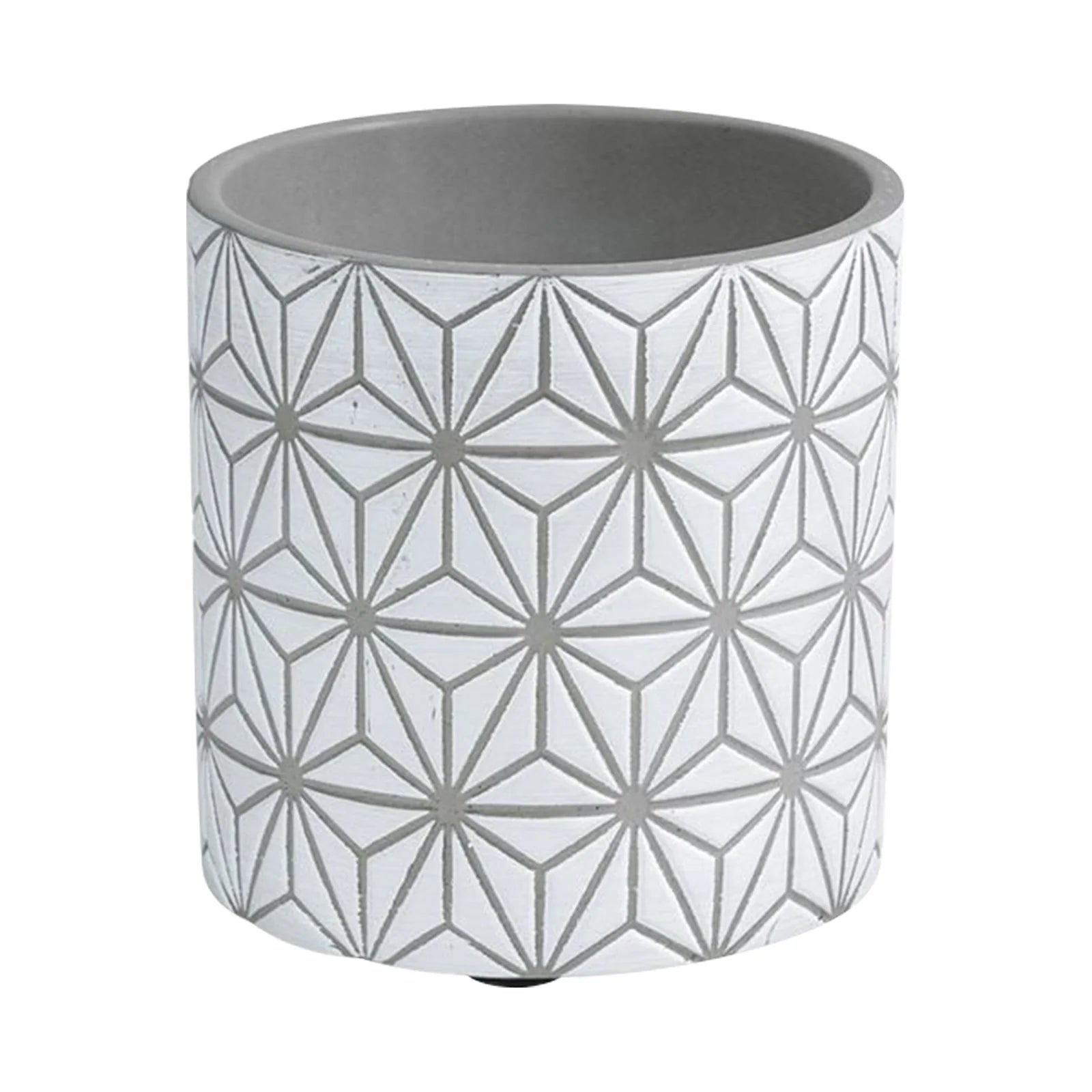 Moda 11.5cm Grey Geo Indoor Concrete Planter, small geometric-patterned grey concrete pot for indoor plants