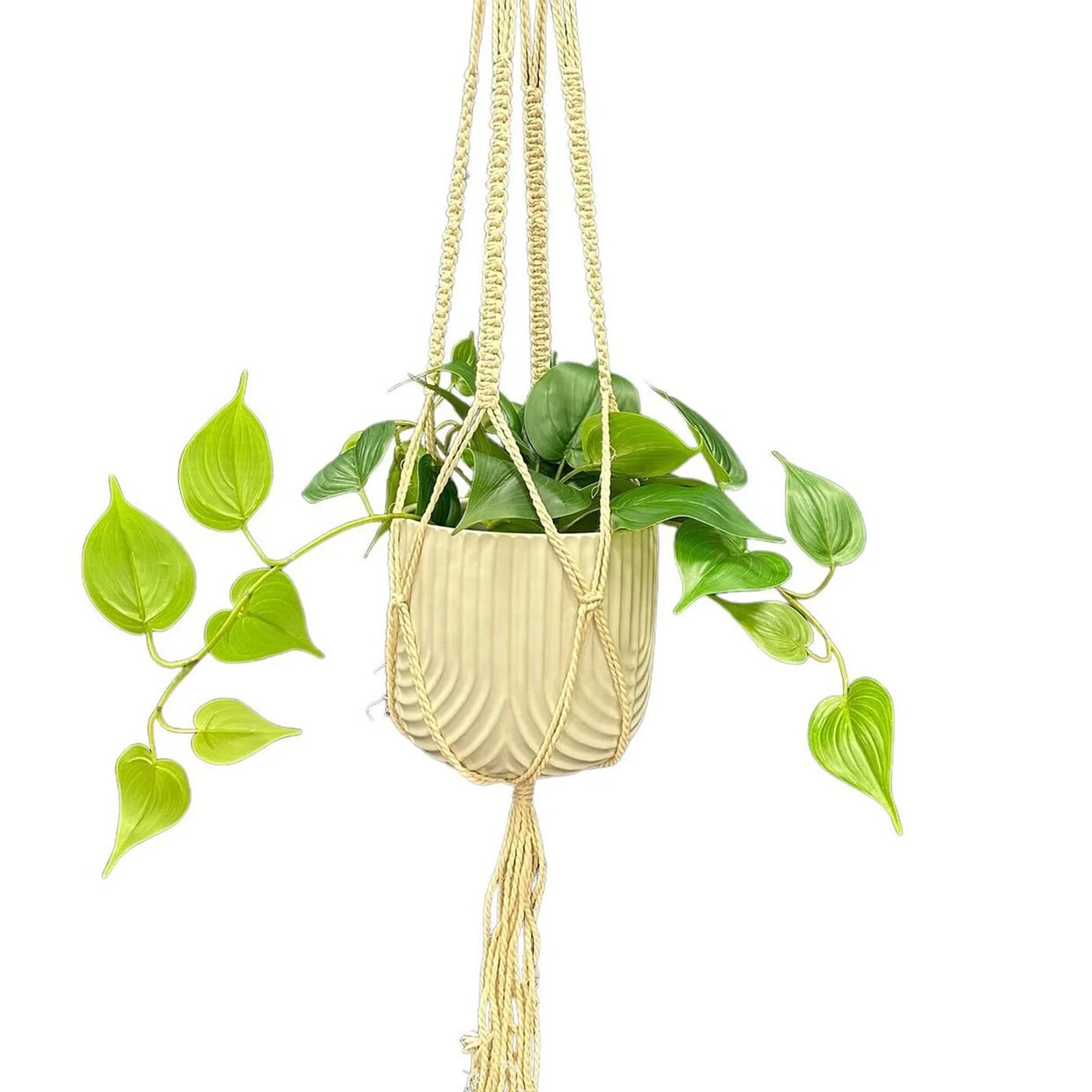 Moda 115cm Gypsy Cotton Macrame Plant Hanger, decorative handcrafted cotton rope hanging pot holder