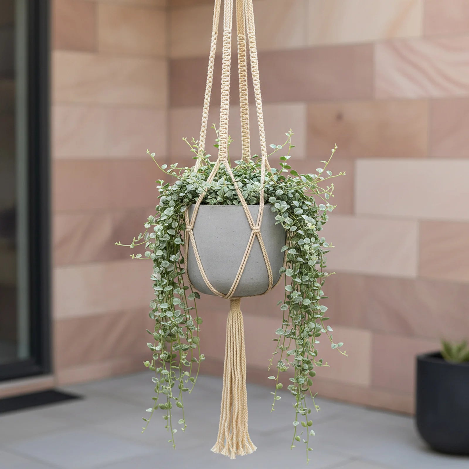 Moda 115cm Gypsy Cotton Macrame Plant Hanger, decorative handcrafted cotton rope hanging pot holder