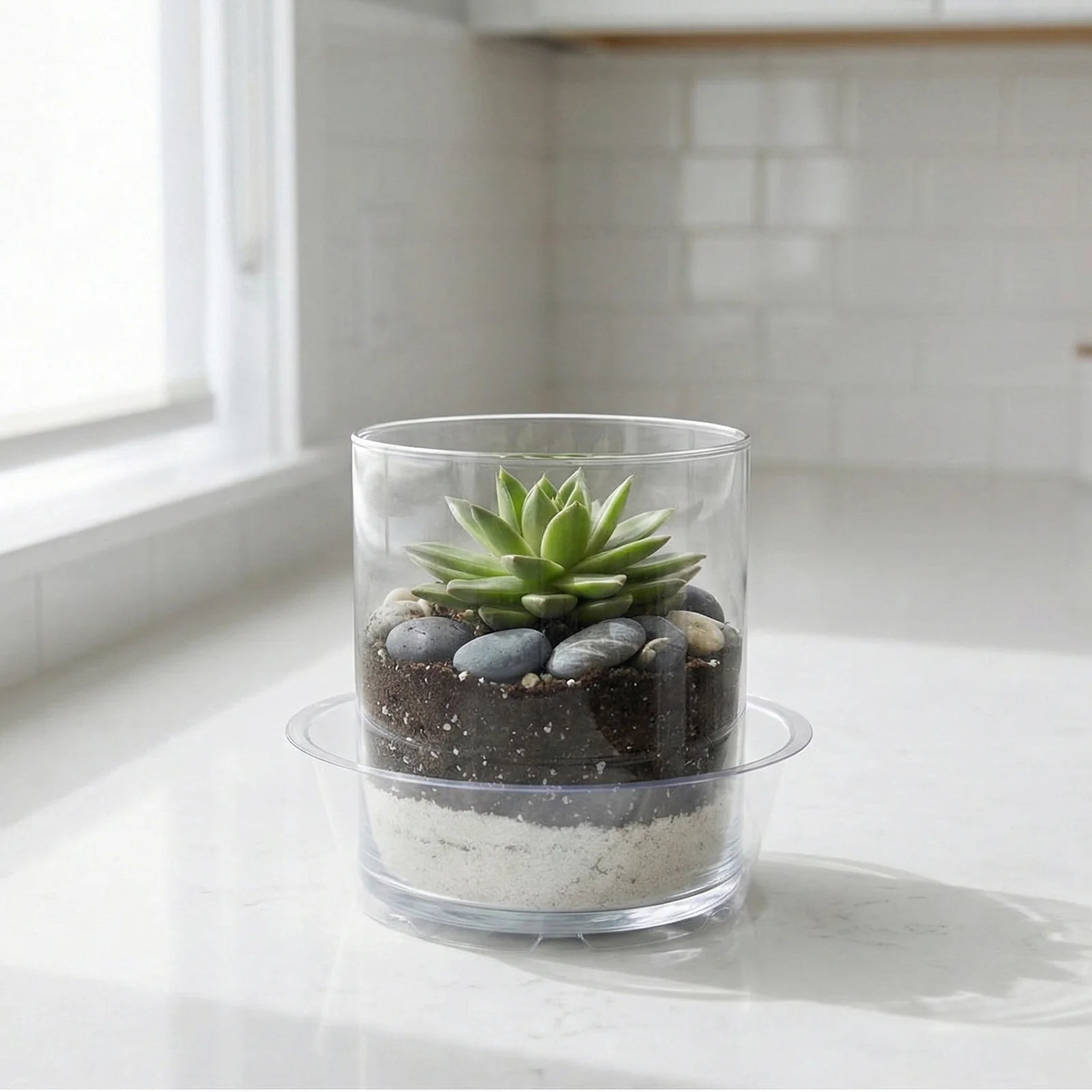 Moda 12.3cm Clear Vinyl Pot Saucer, small flexible clear vinyl drip tray for indoor pots