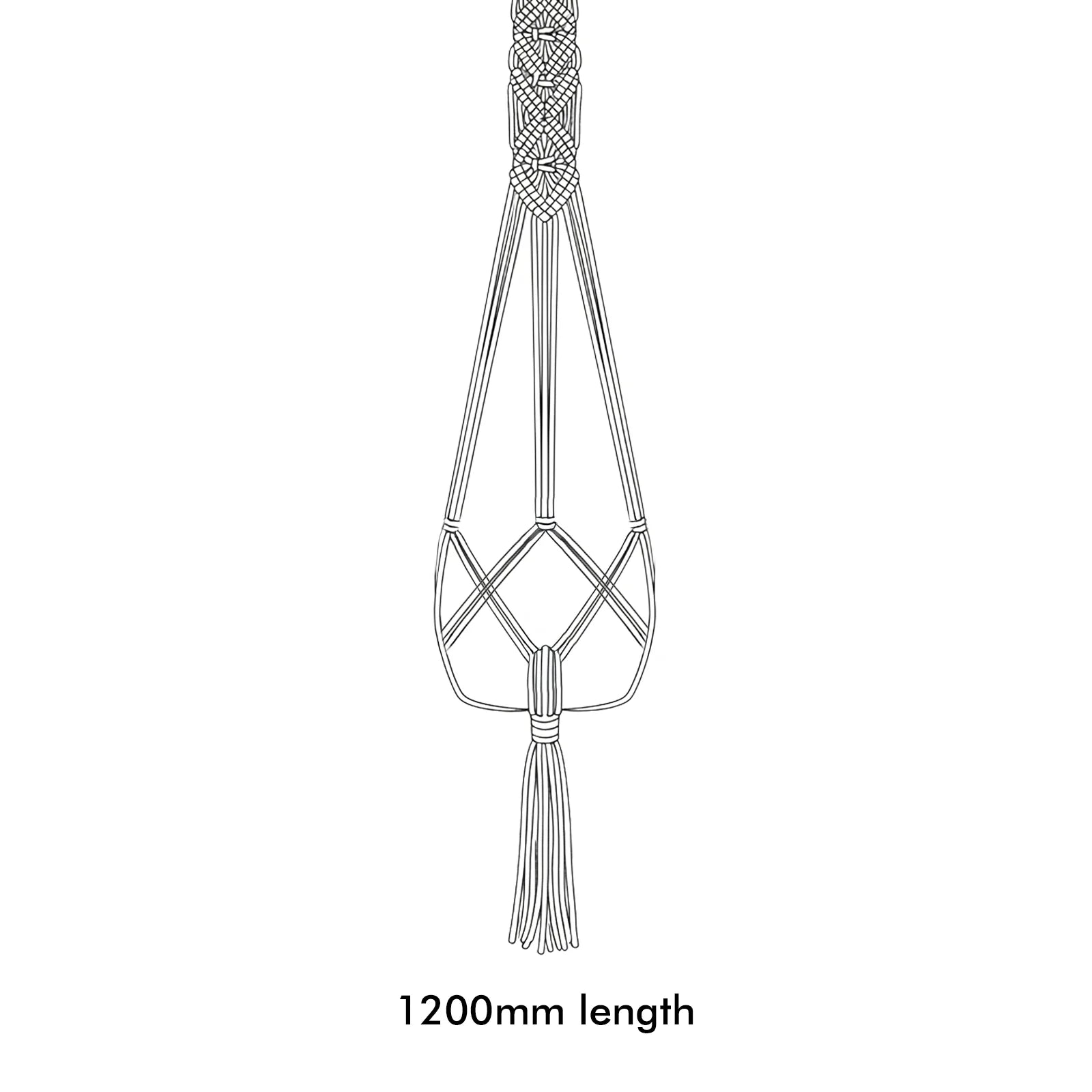 Moda 120cm Artisan Cotton Macrame Plant Hanger in natural cotton rope, boho-style hanging planter for indoor use