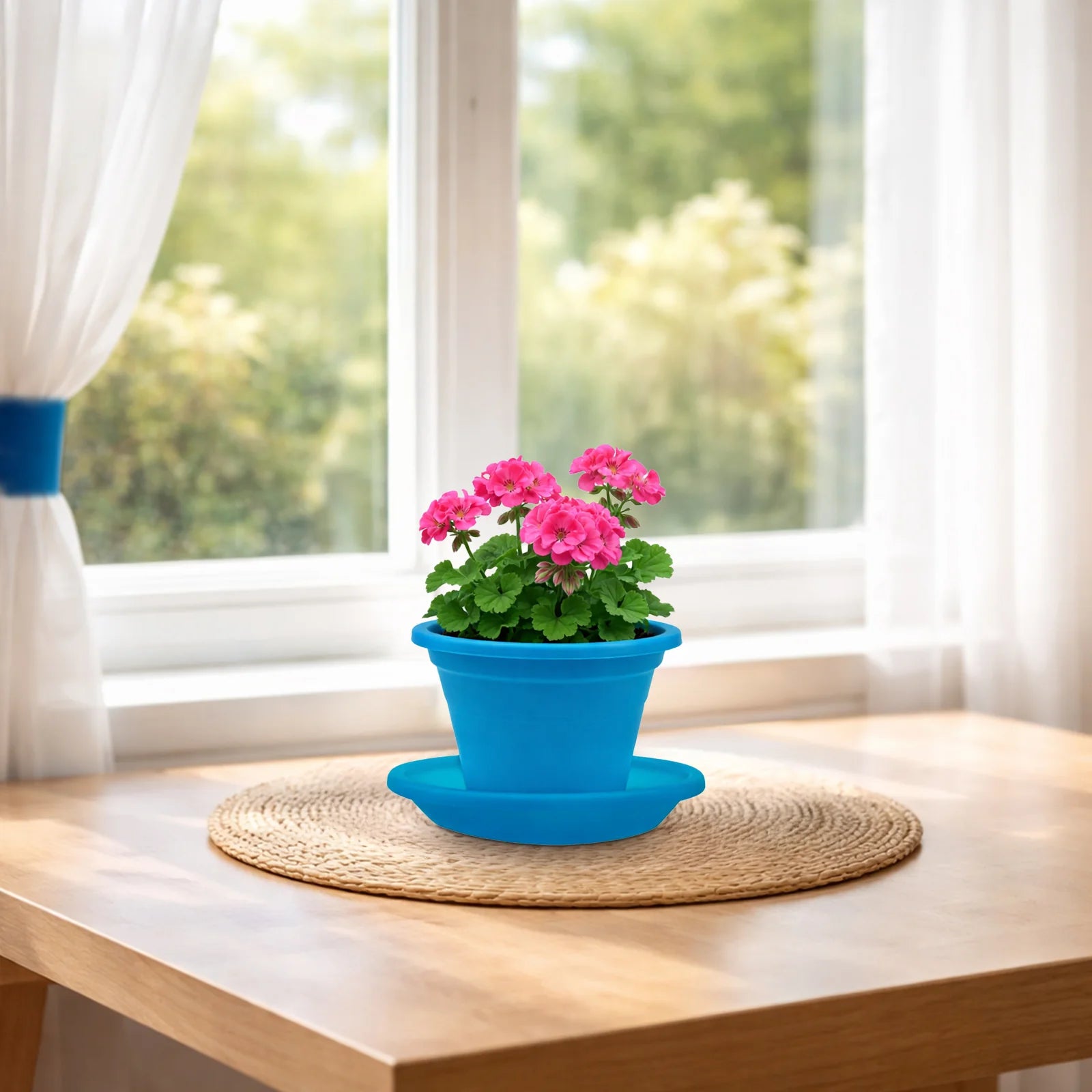 Moda 14cm Aqua Transparent Round Plant Saucer, small aqua clear plastic drip tray for indoor pots