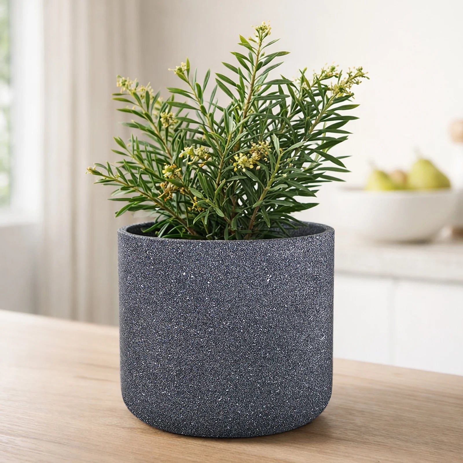 Moda 18cm Charcoal Stonelite Sphere Planter, small round ball-shaped charcoal lightweight stone-look pot