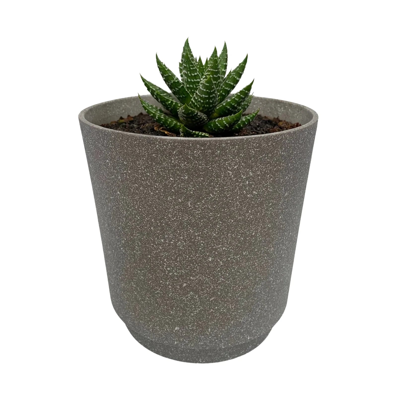 Moda 18cm Brown Round Stonelite Self-Watering Plastic Pot, small brown stone-look pot with self-watering reservoir