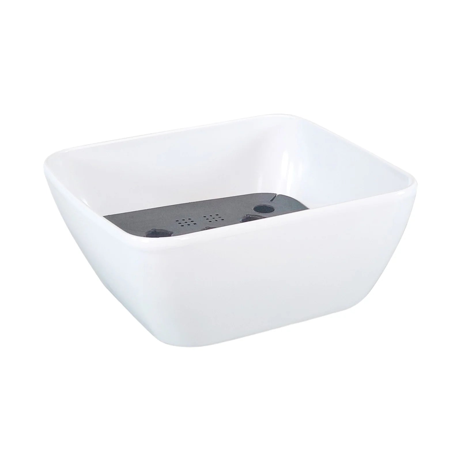 Moda 22cm White Self-Watering Low Bowl Planter, white plastic shallow bowl pot with built-in water reservoir