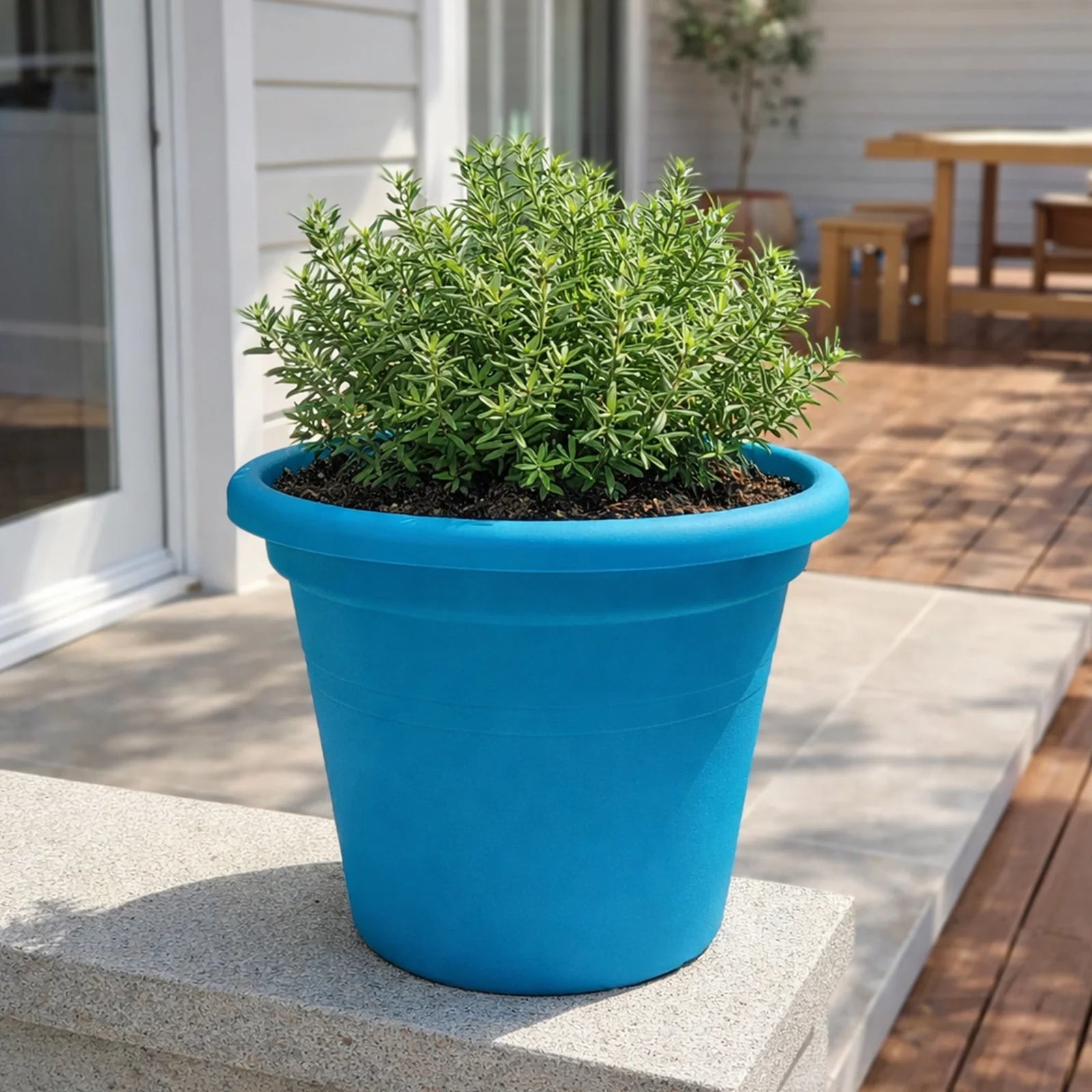 Moda 25cm Aqua Round Transparent Cylinder Planter, medium aqua transparent cylindrical plastic pot for indoor plants