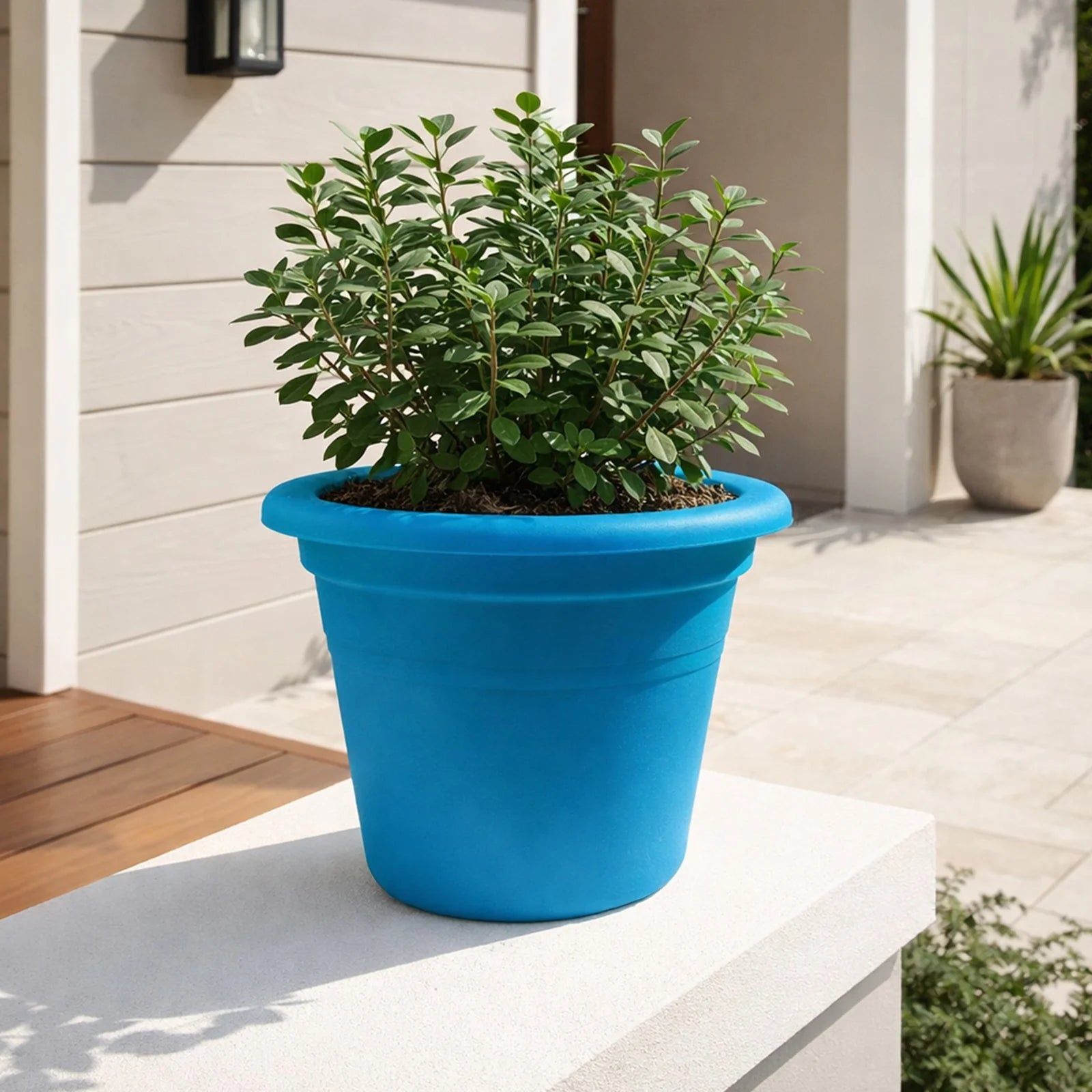 Moda 25cm Aqua Round Transparent Cylinder Planter, medium aqua transparent cylindrical plastic pot for indoor plants