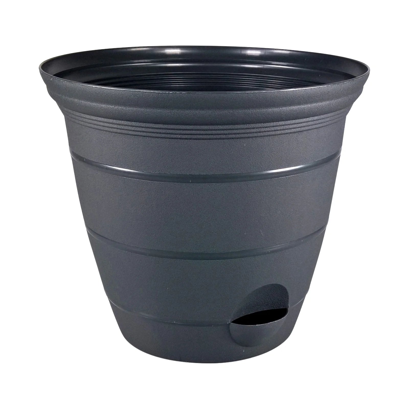 Moda 25cm Charcoal Roman Self-Watering Planter, large charcoal classic-style pot with built-in water reservoir