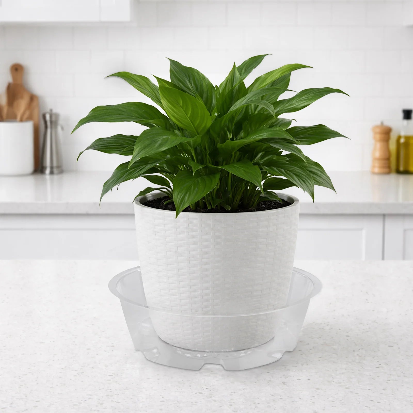 Moda 25cm Clear Vinyl Pot Saucer, extra large flexible clear vinyl drip tray for indoor pots