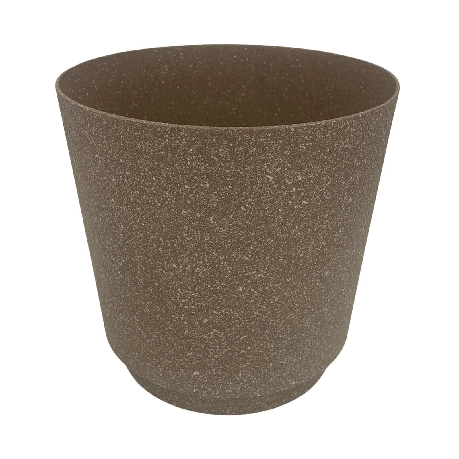 Moda 28cm Brown Round Stonelite Self-Watering Plastic Pot, large brown stone-look pot with self-watering reservoir