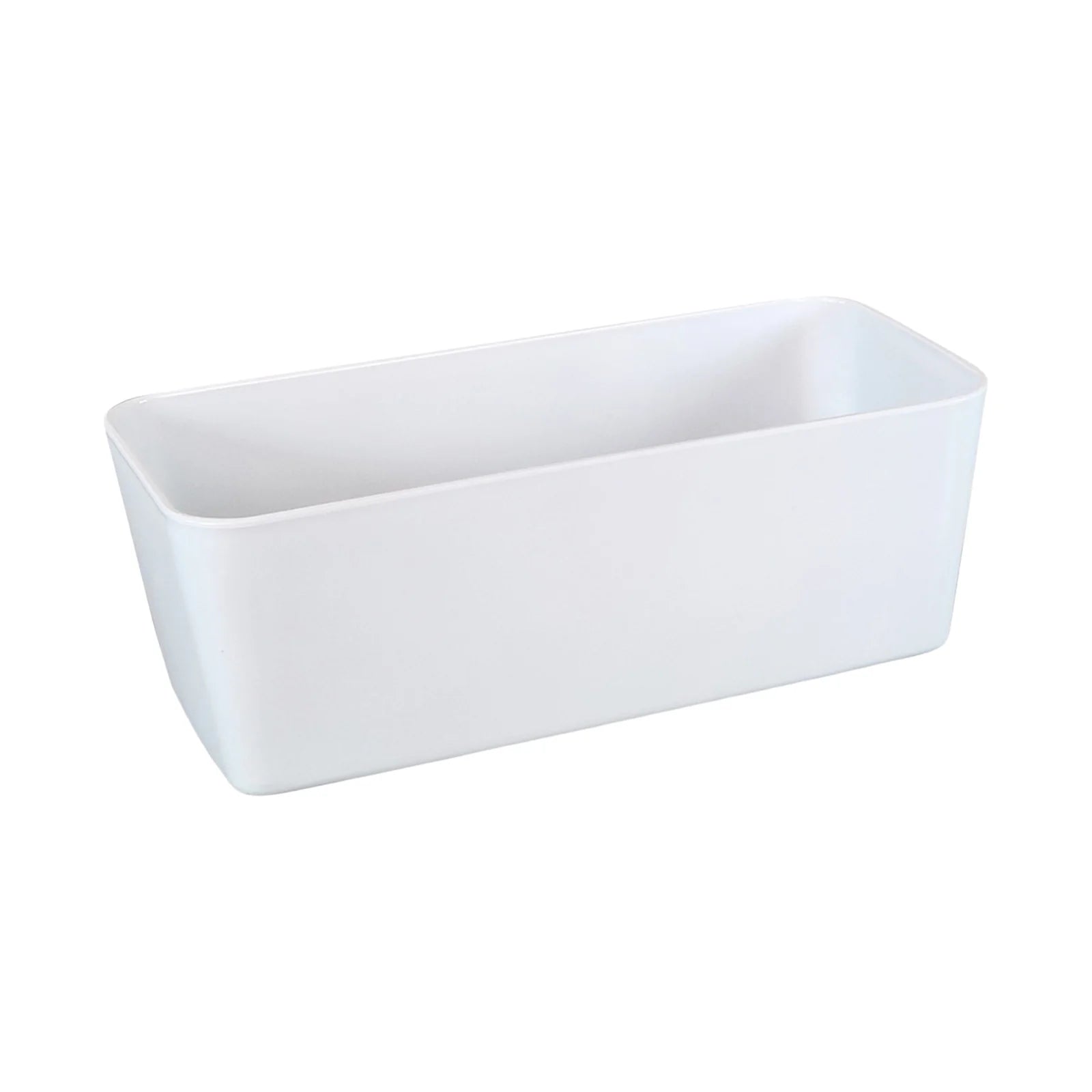 Moda 28cm White Self-Watering Trough Planter, white rectangular plastic pot with self-watering system