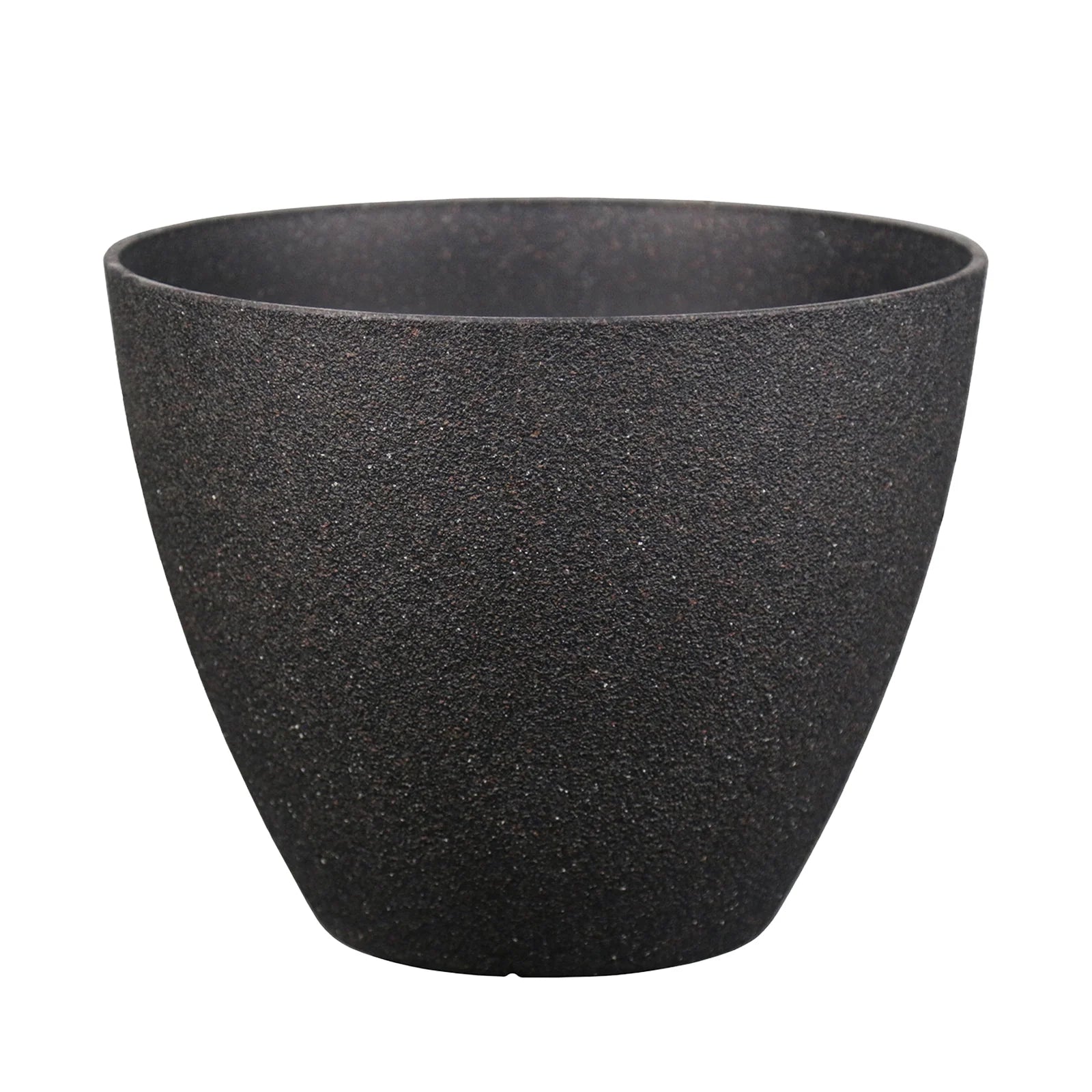 Moda 30cm Black Faux Planter, lightweight black faux stone effect round pot for indoor and outdoor use