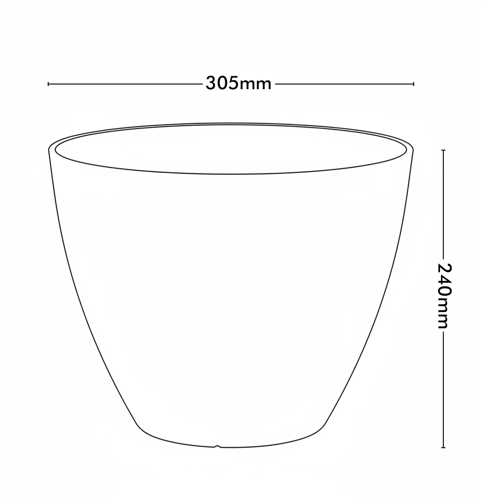 Moda 30cm Black Faux Planter, lightweight black faux stone effect round pot for indoor and outdoor use