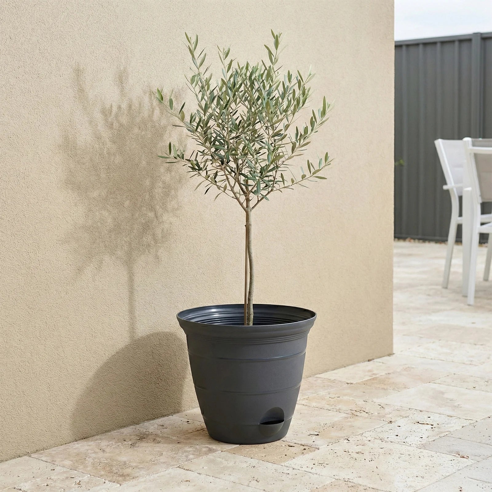 Moda 30cm Charcoal Roman Self-Watering Planter, extra large charcoal classic-style pot with built-in water reservoir