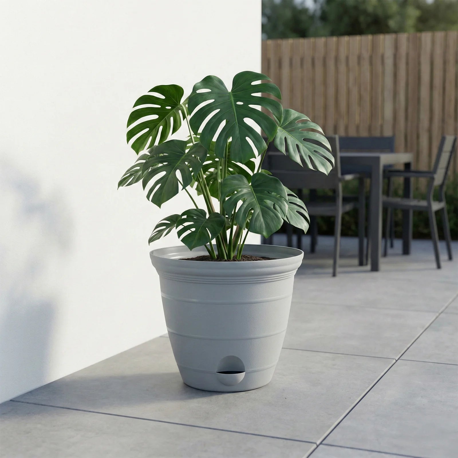 Moda 30cm Grey Roman Self-Watering Planter, extra large grey classic-style pot with built-in water reservoir