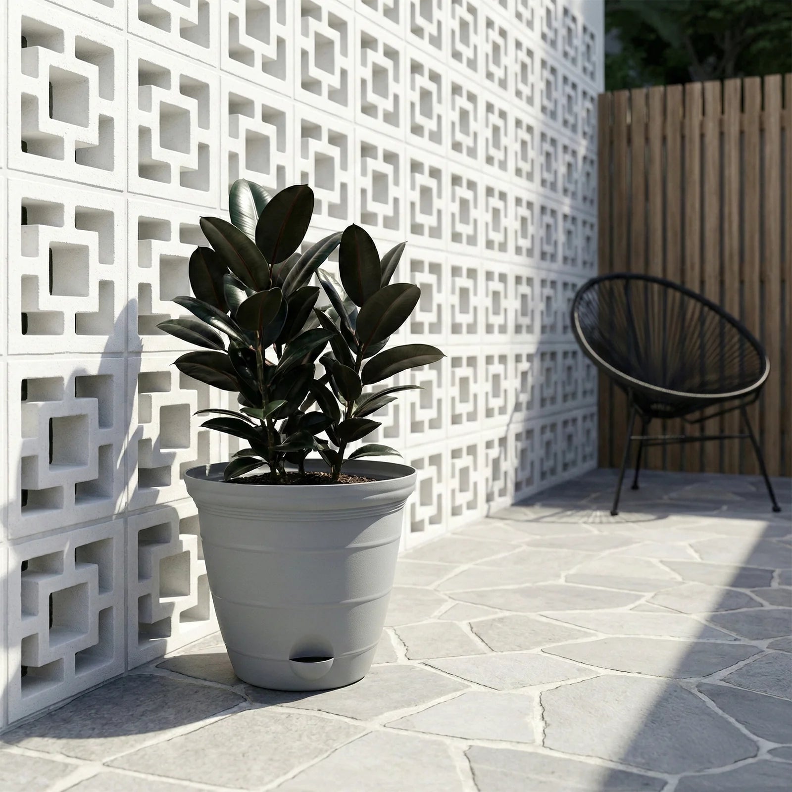 Moda 30cm Grey Roman Self-Watering Planter, extra large grey classic-style pot with built-in water reservoir