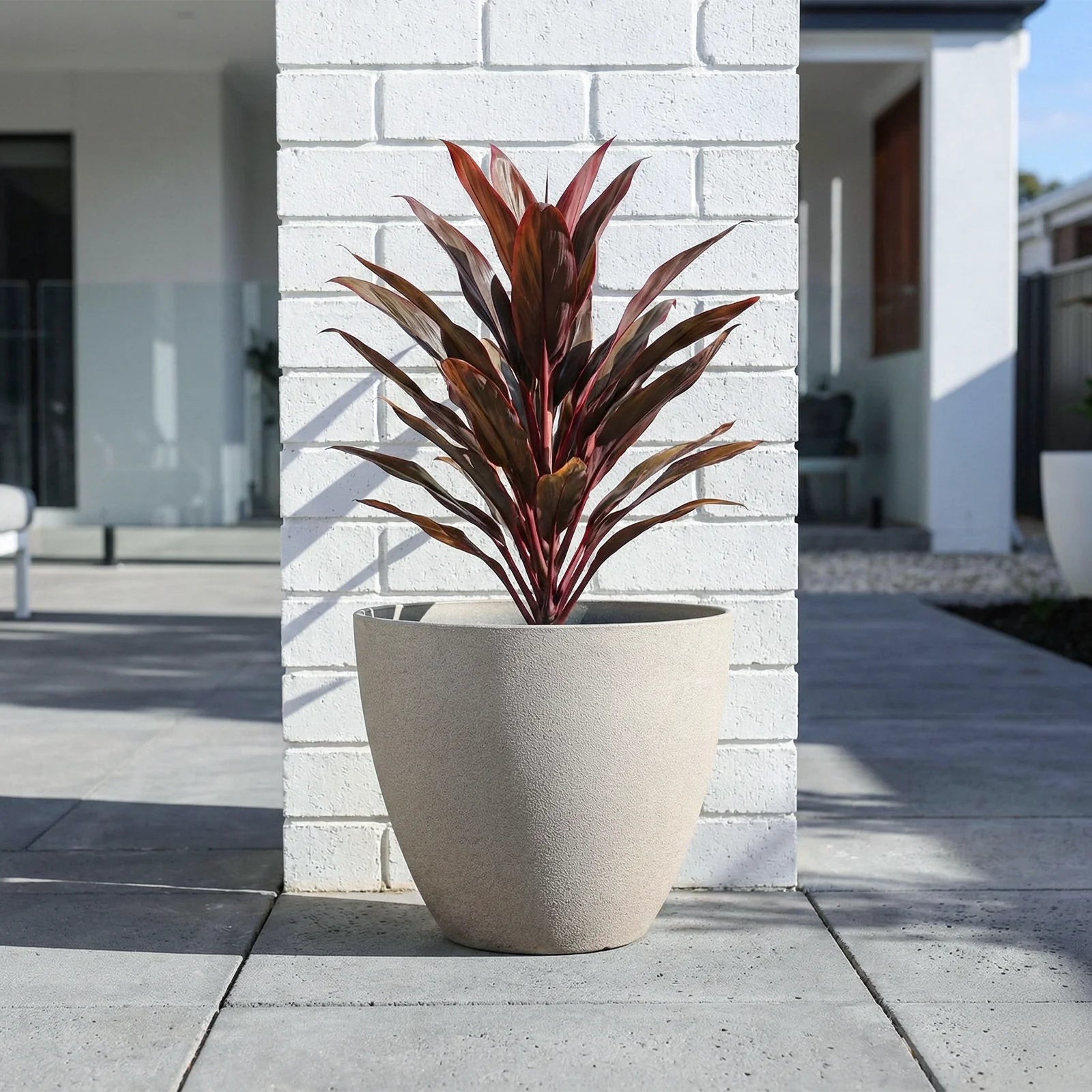 Moda 30cm Sandstone Faux Planter, lightweight sandstone faux stone effect round pot for indoor and outdoor use