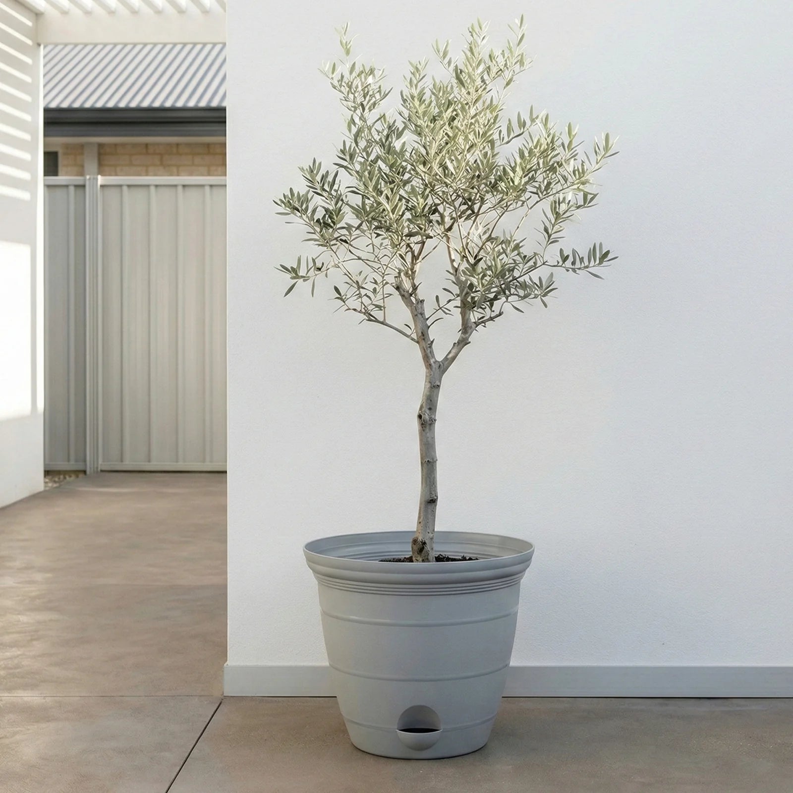 Moda 38cm Grey Roman Self-Watering Planter, jumbo grey classic-style pot with built-in water reservoir