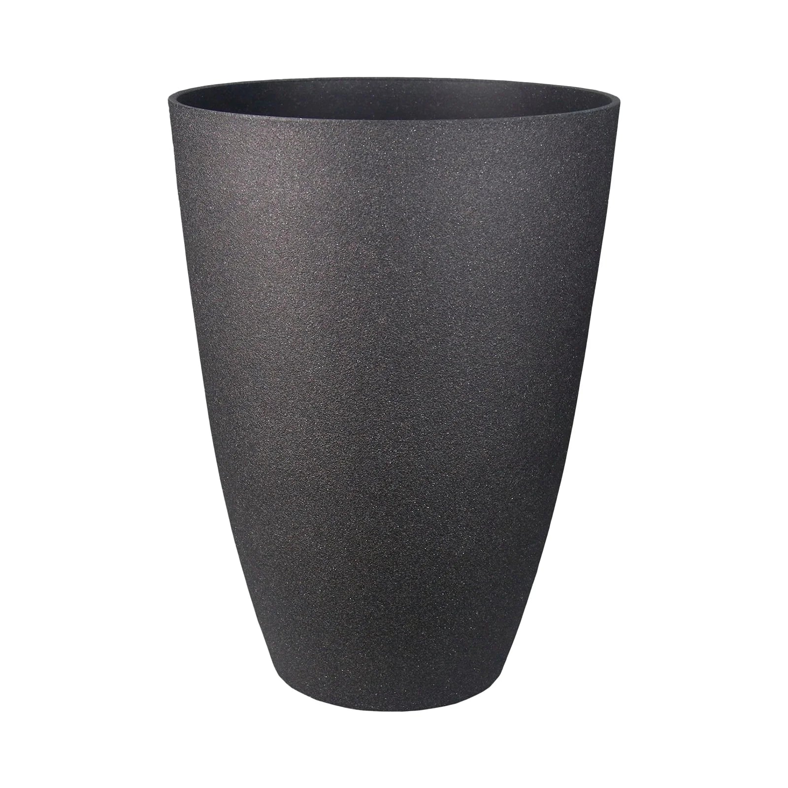 Moda 40cm Black Tall Faux Planter, tall slim black faux stone effect pot for indoor and outdoor plants
