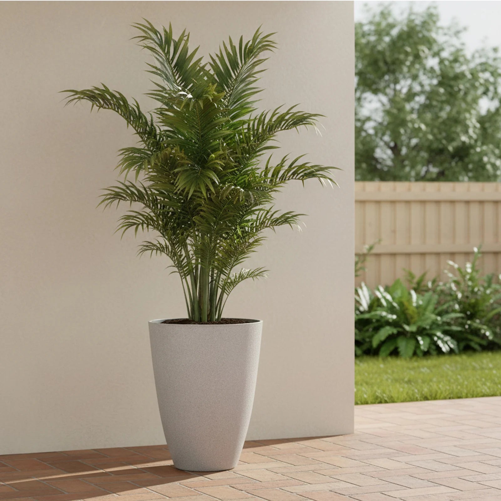 Moda 40cm Sandstone Tall Faux Planter, tall slim sandstone faux stone effect pot for indoor and outdoor plants