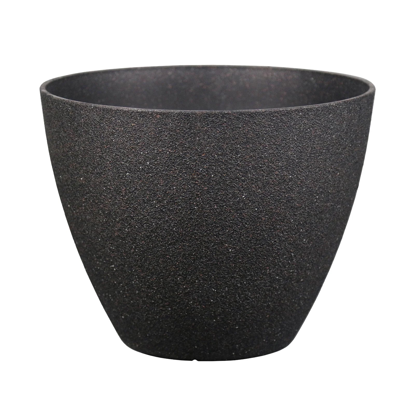Moda 44cm Black Faux Planter, large lightweight black faux stone effect round pot for indoor and outdoor use