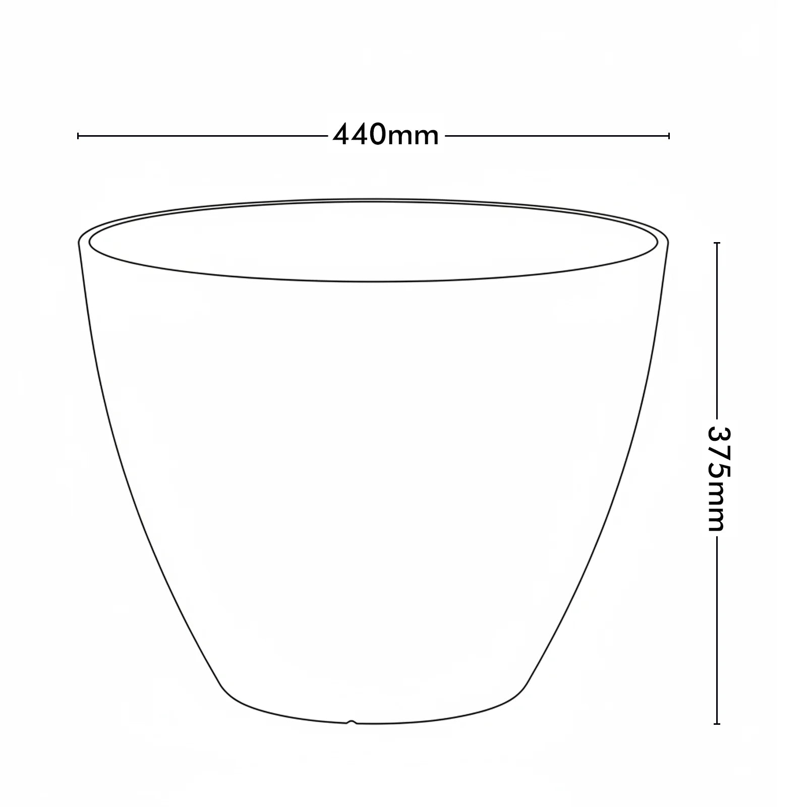 Moda 44cm Black Faux Planter, large lightweight black faux stone effect round pot for indoor and outdoor use