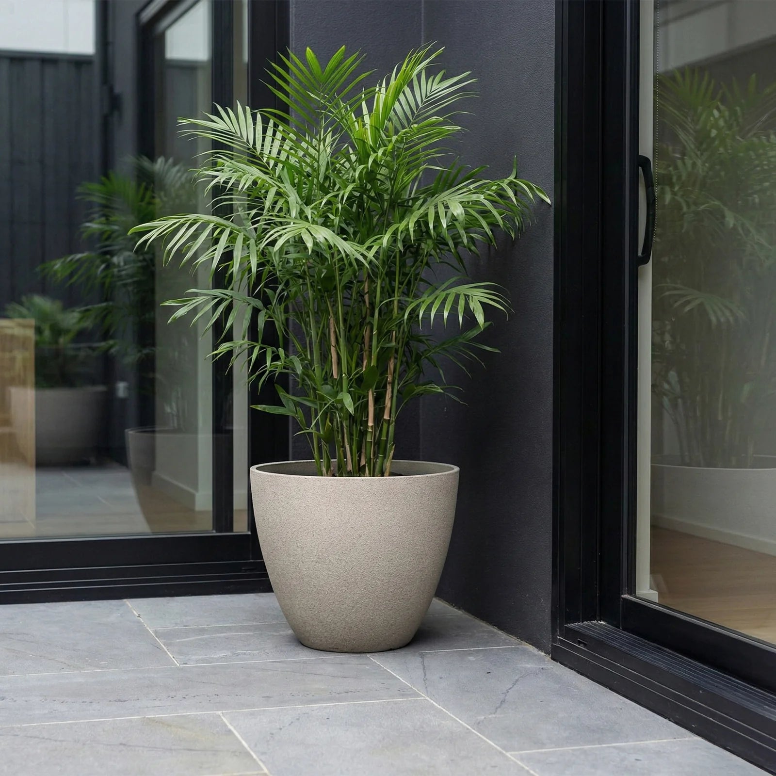 Moda 44cm Sandstone Faux Planter, large lightweight sandstone faux stone effect round pot for indoor and outdoor use