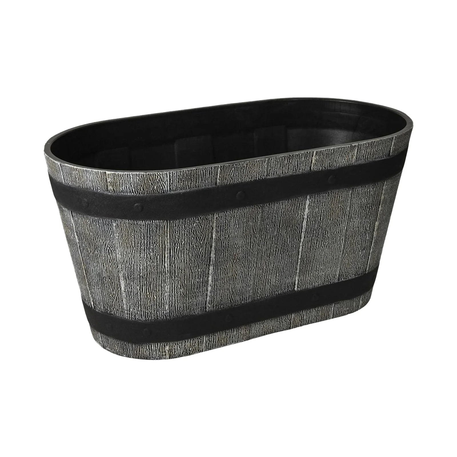 Moda 45cm Grey and Bronze Whiskey Trough Planter, large rectangular rustic-style trough planter for outdoor use