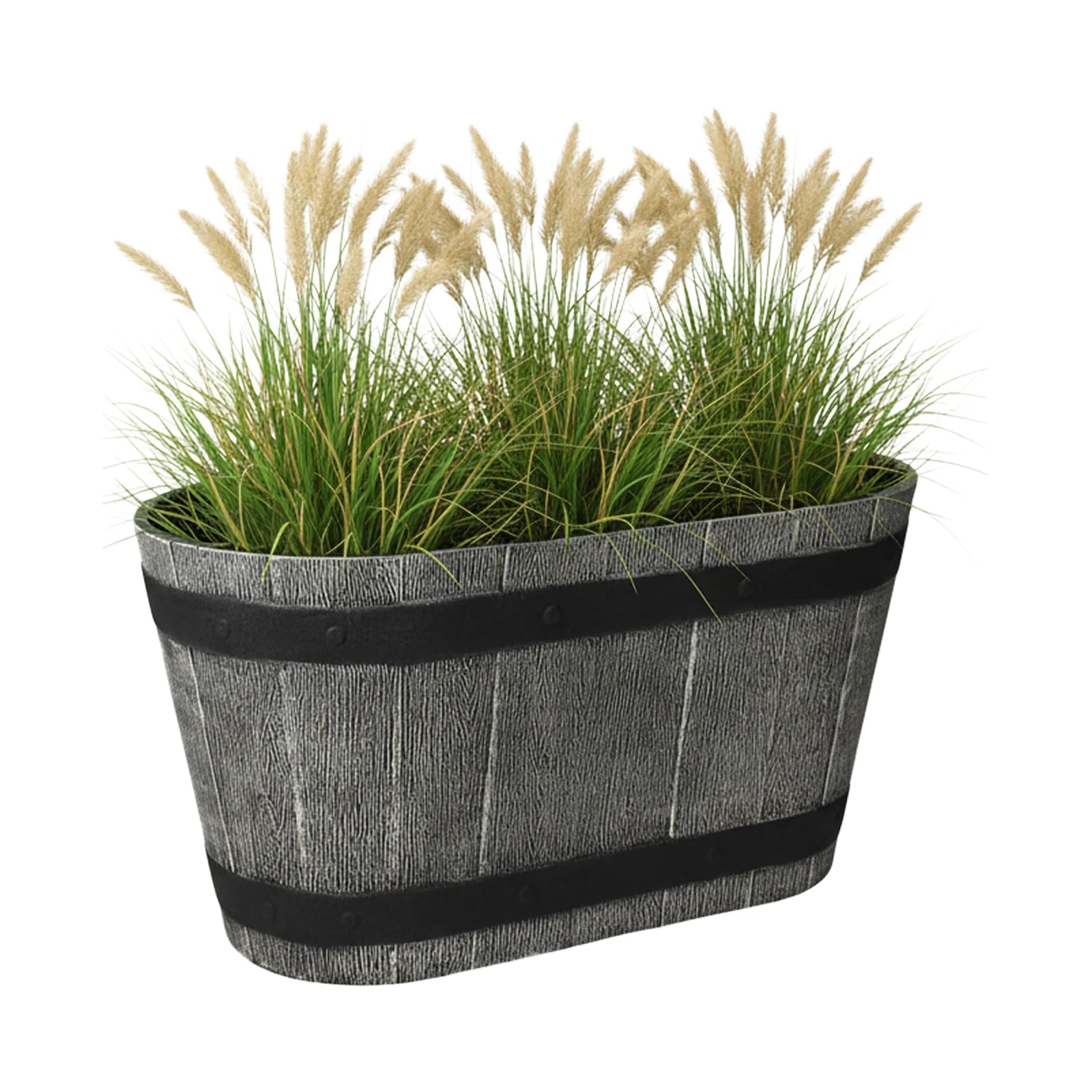 Moda 45cm Grey and Bronze Whiskey Trough Planter, large rectangular rustic-style trough planter for outdoor use