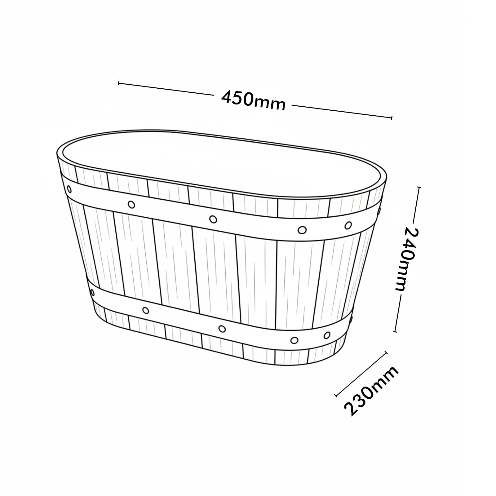 Moda 45cm Grey and Bronze Whiskey Trough Planter, large rectangular rustic-style trough planter for outdoor use