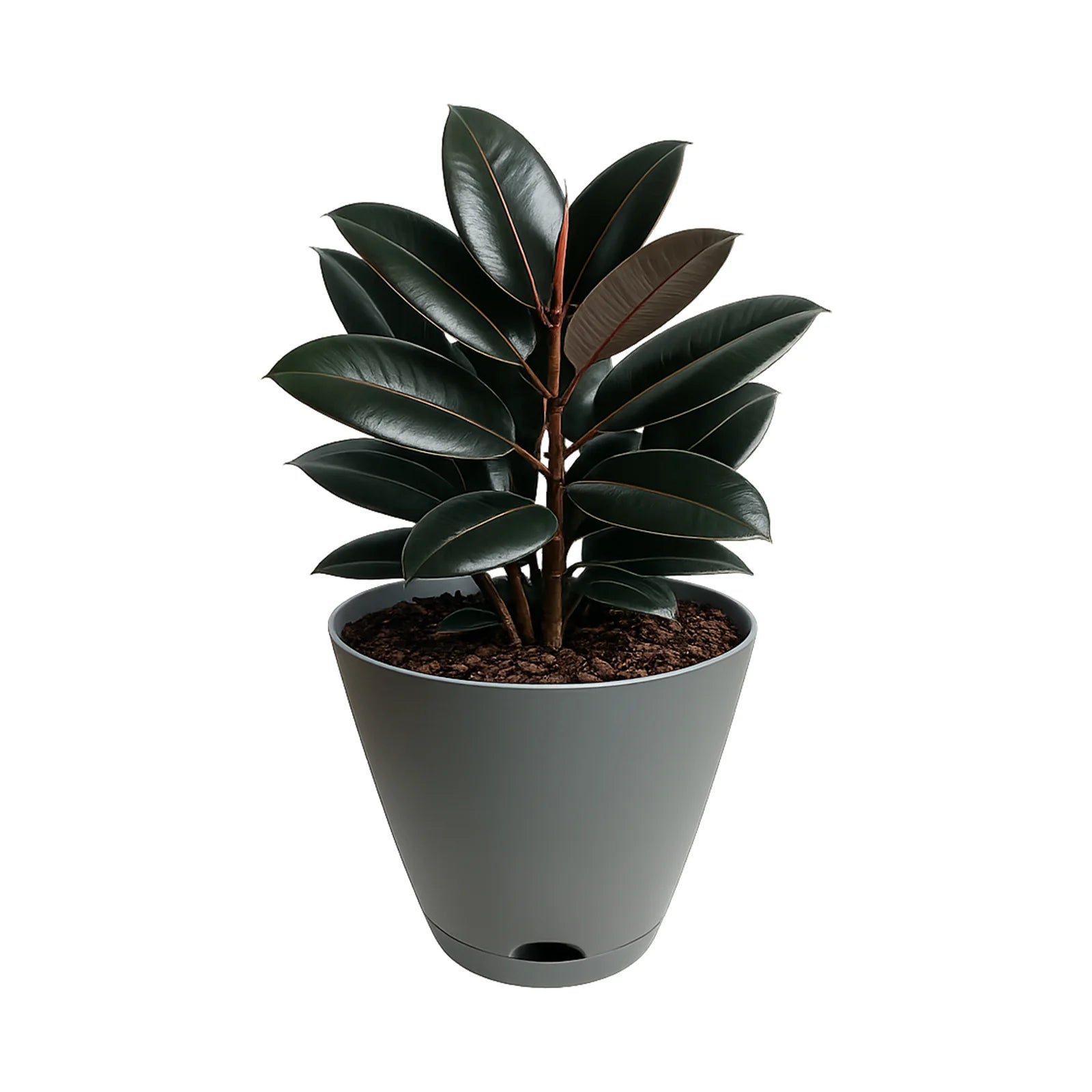 Moda 46cm Grey Oslo Self-Watering Planter, XXL grey modern round pot with built-in water reservoir