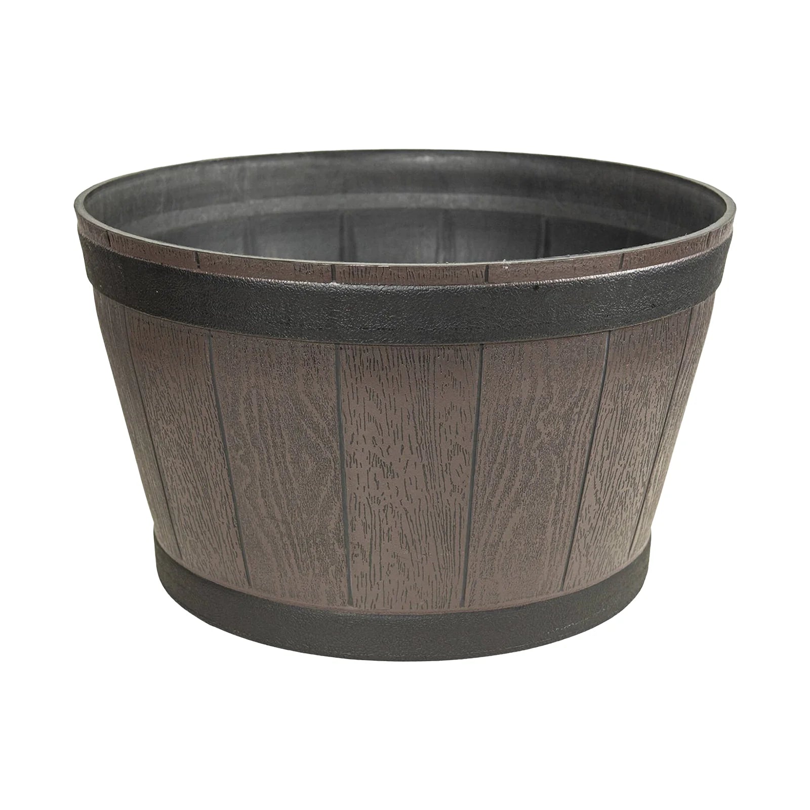 Moda 52 x 31cm Resin Whiskey Barrel Planter, large rustic barrel-shaped resin planter for outdoor gardens