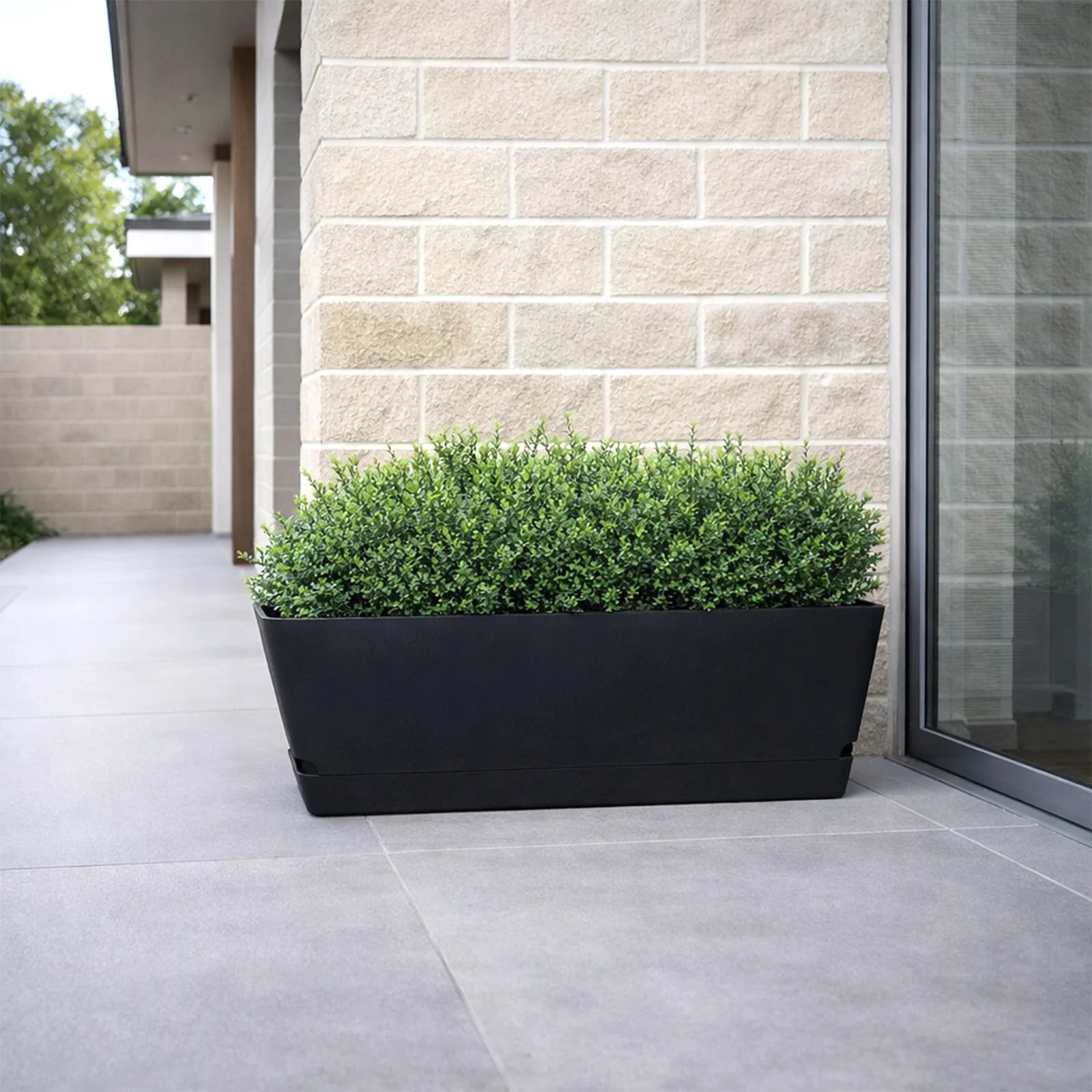 Moda 61cm Charcoal Oslo Self-Watering Trough Planter, large charcoal rectangular trough with water reservoir for outdoor use