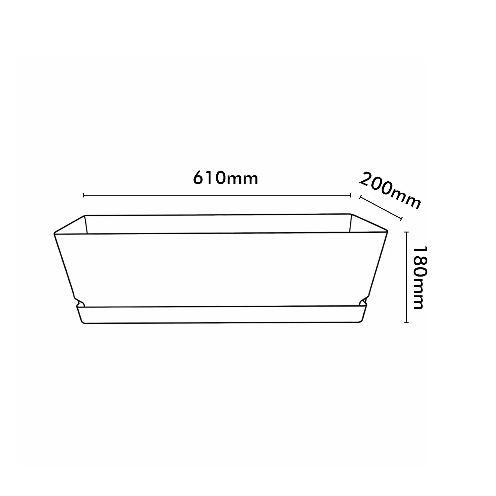 Moda 61cm Grey Oslo Self-Watering Trough Planter, large grey rectangular trough with water reservoir for outdoor use