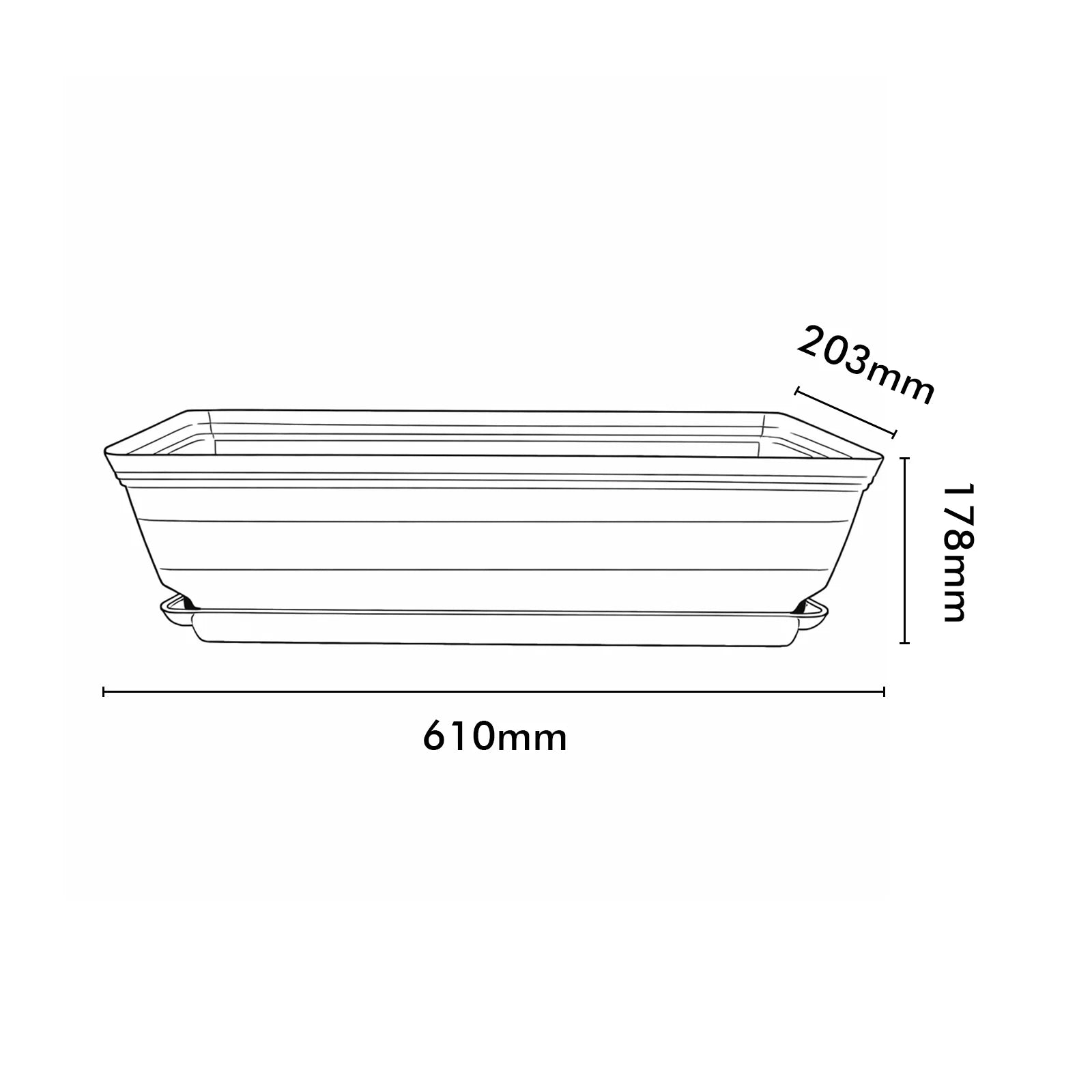 Moda Grey 60cm Roman Trough Self-Watering Planter, large classic-style grey rectangular trough with self-watering system